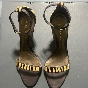 Antonio Melani sexy pony hair ankle strap sandal.